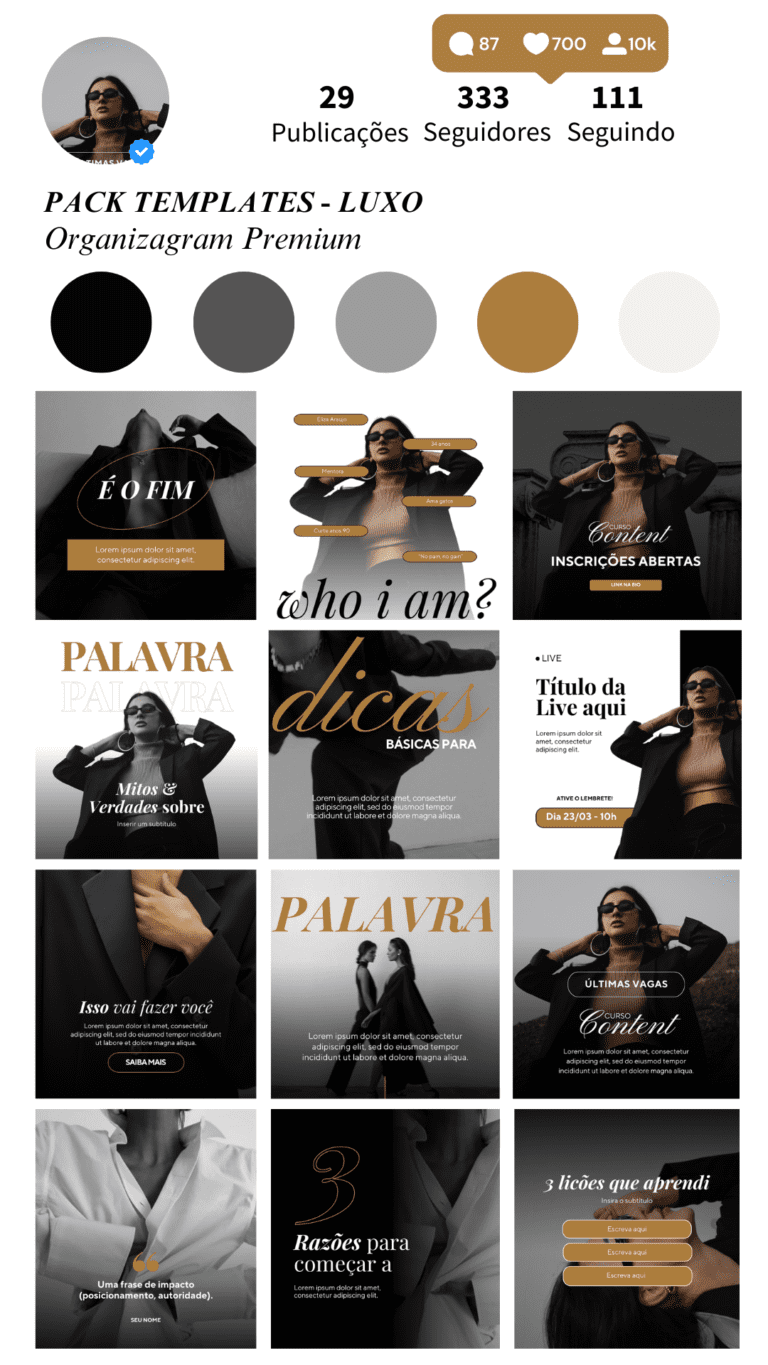 Pack Tempates Editáveis no Canva Organizagram