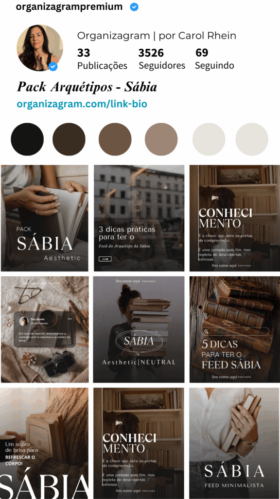 TEMPLATES INSTAGRAM PACK CANVA ARQUETIPO SABIA